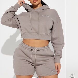 Women's Gray Cropped Hoodie